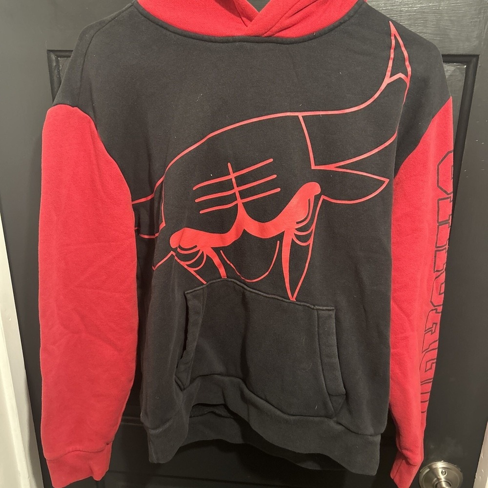 Hollister Chicago Bulls NBA Graphic Pullover Hoodie Mens XS Black Red